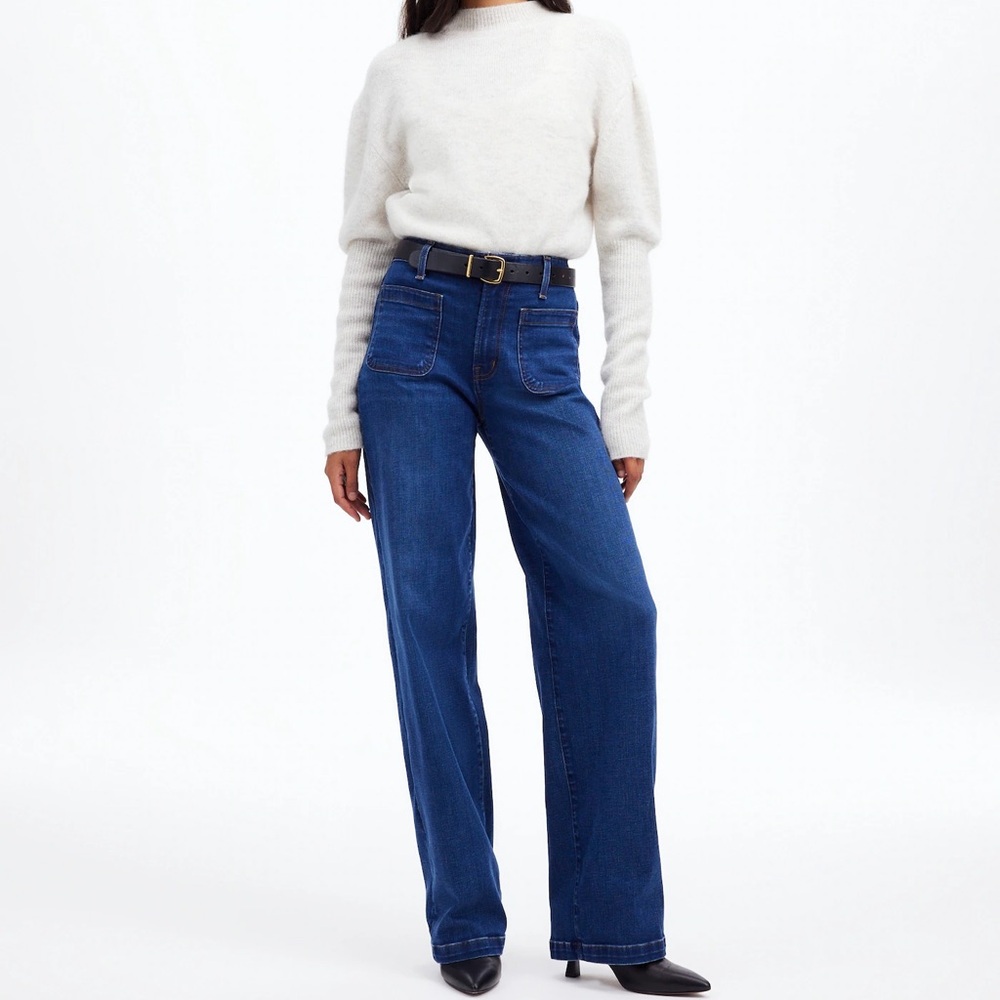 Madewell: The Emmett Wide-Leg Full Length Jean Patch Pocket